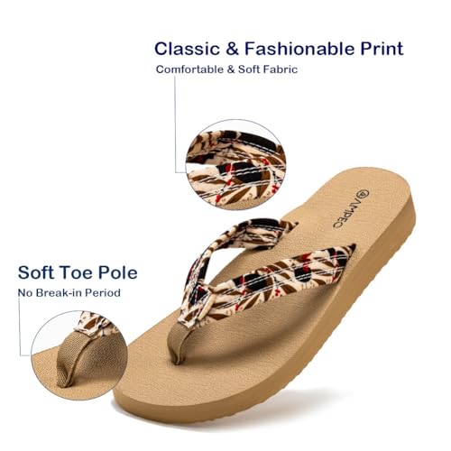 Ampeo Women's Arch Support Flip Flops Comfortable Casual Summer Beach Thong Sandals