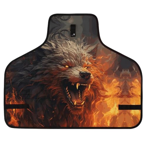 Delantal Wild Wolf con bolsillos y ajustes, negro 72.39x59.94 cm miniatura 1