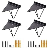 4x Dreieckige Schwebe Regalwinkel Schwarz | Regalhalter Regalträger Wandkonsole Edelstahl | Prisma Regalhalterung Metall Wandmontage Platzsparend