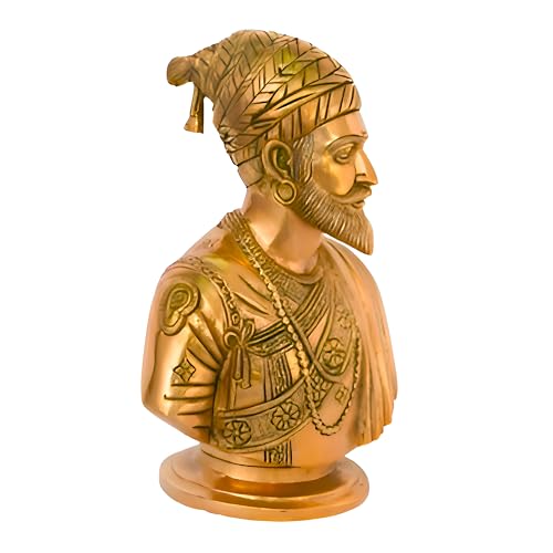 Image of Resin Chhatrapati Shivaji Maharaj Statue Perfect for Home Decor /Office Decorative /Shivaji Maharaj Figurine for Table Top Decoration /Antique Gift Ideas /Car Dashboard Decor-Pack of 1(Golden)