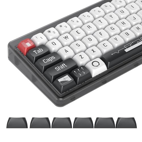 Image of PBT Keycaps XDA Profile Black & White Custom Keycaps Set for 61 /64 /68 /84 /87 /100 /104 MX Switches Mechanical Keyboard