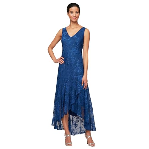 Alex Evenings Women's Sleeveless Printed Chiffon Midi Spring/Summer Mother of The Bride Dress with Jacket & High-Low Hemline3