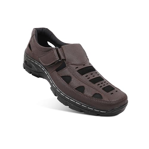 Image of Men's Faux Leather Sandals - Breathable, Lightweight, and Stylish Sandals for Casual Outings and Everyday Comfort