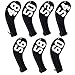 Andux 7Pack Golf Wedge Irons Club Head Covers Degree NO. on Both Sides Long Neck with Zipper Black/Black