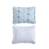 Laura Ashley - Zestaw kołder, super miękka pościel z pasującymi poszewkami na brzegi (Peony Garden Blue, Full/Queen)
