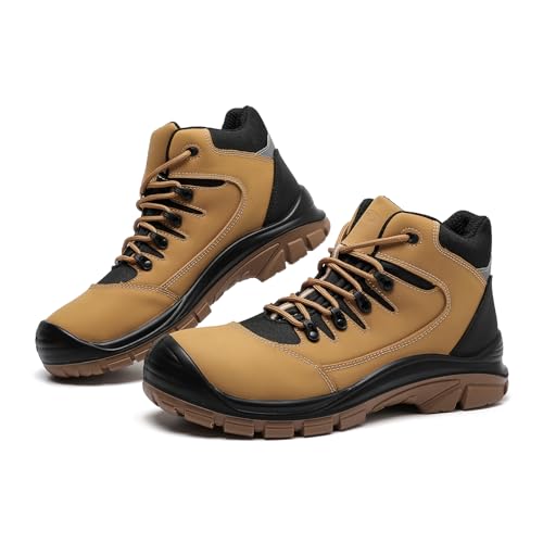 DRKA Men's Steel Toe Work Boots Water Resistant Safety Shoes(18950-yel-45) by DRKA - Used condition - US$43.69
