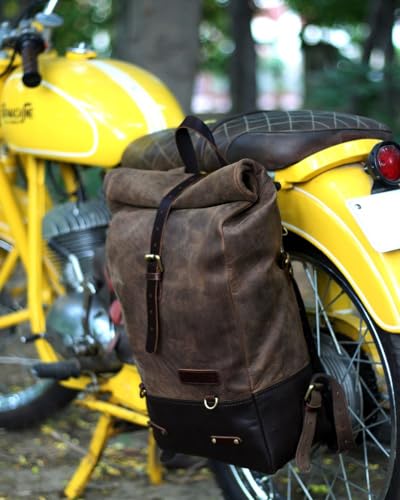 Trip Machine Company Leather Motorcycle Backpack Pannier, Dark Brown - Image 7