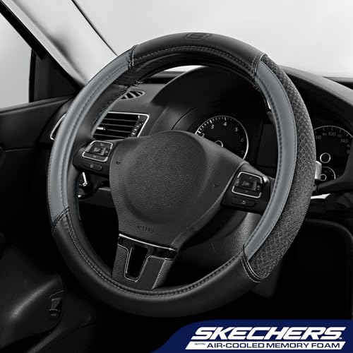 Skechers Air-Cooled Steering Wheel Cover,Leather Car Steering Wheel Cover Universal Fit 14" 1/2-15" Car Wheel Protector for Men Women Fit Suvs,Vans,Sedans,Car,Trucks,Gray by Skechers - Used condition - Image 2