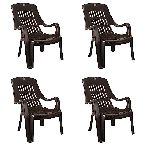 Image of Cello Comfort Sit Set of 4 Chairs (Ice Brown) | Strong and Durable | Easy to Clean | Chair for Living Room, Bed Room, Kitchen, Office Room, Outdoor | 3 Years Warranty