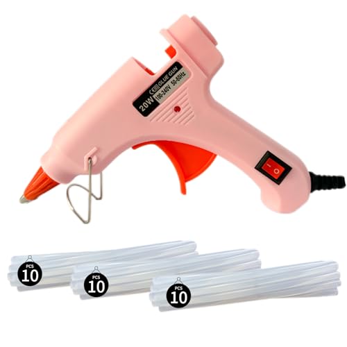 Pink Mini Hot Glue Gun and Sticks Set Low Temp 20W Glue Gun Kit with 30 Glue Sticks (7150mm) for Crafts School Projects DIY Arts & Quick Fixes