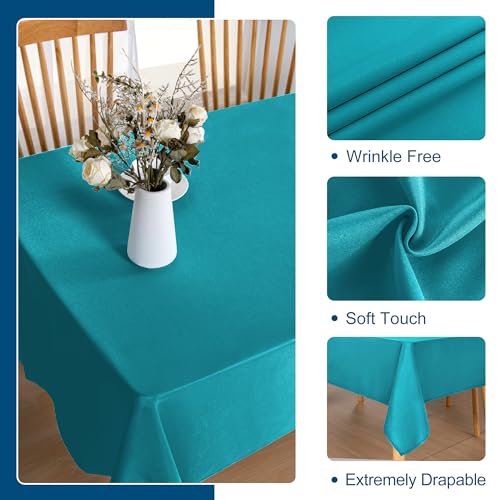 DWCN Rectangle Tablecloth - 52 x 70 Inch - Waterproof Stain and Wrinkle Resistant Washable Table Cloth, Decorative Fabric Table Cover for Kitchen Dining Room Party and Outdoor Use, Turquoise by DWCN - Used condition - Image 2