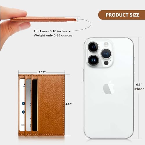 Image of M-Plateau Super Slim Genuine Leather Credit Card Wallet | Card Holder, Small Wallet for Man and Women with 6 Card Slots and 1 Pocket (Brown)