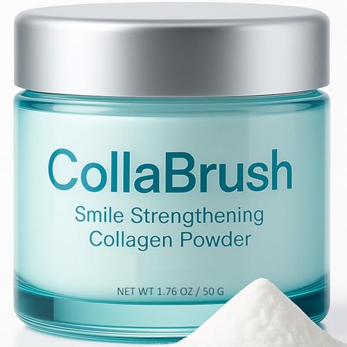 Collabrush Collagen + Nano-Hydroxyapatite Teeth Powder, Smile Strengthening Collagen Powder for Gums & Enamel Care, Natural Collagen ToothPowder, Fluoride-Free, Gentle Formula for Sensitive Gums, 50G