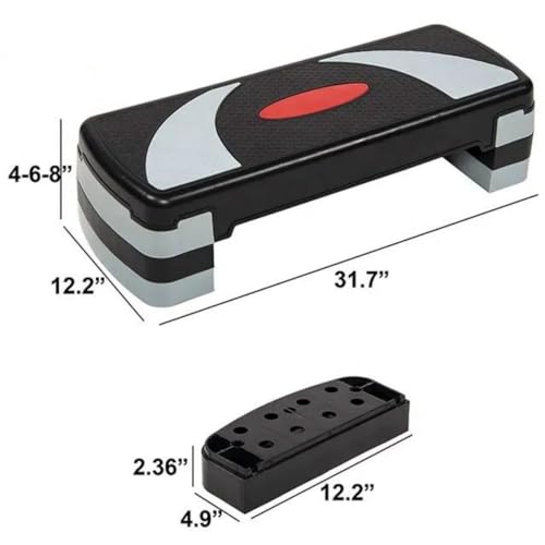 30\" Aerobic Step Platform Stepper Adjust 4\"-6\"-8\" Fitness Step Exercise w/Risers - Thumbnail 3