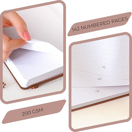 Image of NEORAH - B6 - ART JOURNAL | 200Gsm Dotgrid Notebook |144 Pages(17.5 x 12.5 cm) | Lay Flat |HardCover Bullet - Journal |3 Bookmarks |Elastic Closure| Inner BackPocket | Ideal-Bujo,Drawing (BROWN)