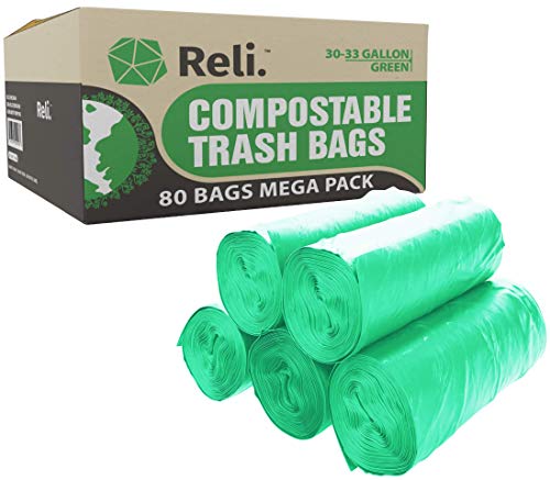 Reli. Compostable 33 Gallon Trash Bags | 80 Count Bulk | Green by Reli. - Used condition - US$53.33