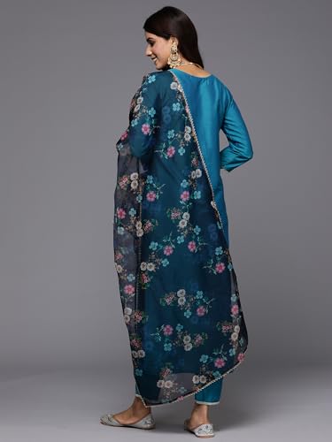Image of INDO ERA Women's Viscose Embroidered Straight Kurta Pant With Dupatta Set