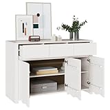 【Dimensions et montage】 Avec des dimensions de 114 x 43 x 75,5 cm, ce buffet est à assembler en duo, avec des instructions claires. Juste besoin d'un tournevis pour le monter, son design simple assure une bonne capacité de rangement. C'est parfait pour ceux qui cherchent à donner un look contemporain à leur intérieur ; ce meuble se fondra parfaitement avec sa silhouette élégante.