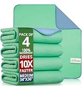 Bed Pads Washable Waterproof 34"x36"- Pack of 4 Incontinence Bed Pads & Washable Pee Pads for Adu...