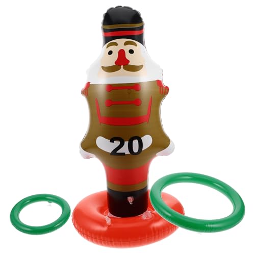 TOYANDONA Christmas Inflatable Nutcracker Ring Toss Game with Rings PVC Toss for Holiday Parties Family Gatherings and Christmas Activities