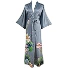 Ledamon Women's Kimono Long Robe - Classic Floral Bathrobe Nightgown