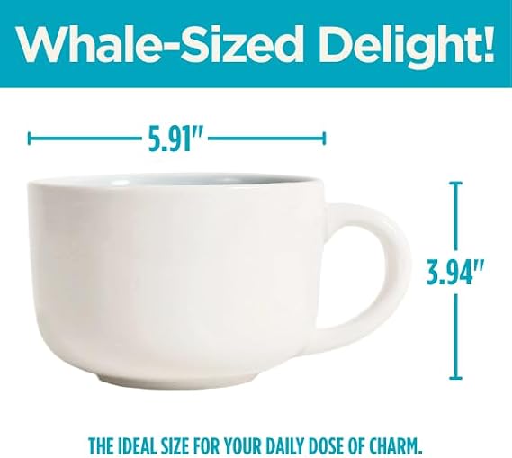 Surprise Whale Cup Cute Coffee Mug, Fun 3D Hidden Whale Charm, Unique Novelty Coffee Mugs for Whale Shark Gifts, Tea Cup Whale Decor, Cool Stuff for Home & Office, Animal Lovers Gifts for Women, 12 oz