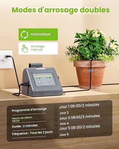 RAINPOINT Arrosage Goutte à Goutte Automatique WiFi, Débit d'eau Réglable, Contrôle à Distance via APP, Système D'irrigation Automatique pour Plantes D'intérieur, Jardin, Balcon, Jusqu'à 10 Pots – vue 6