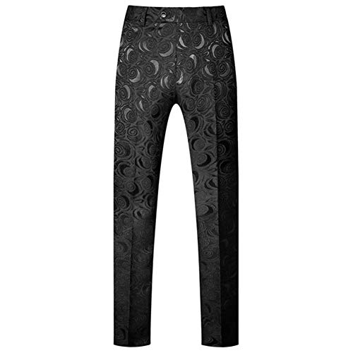 Yffushi Men's 2 Piece Jacquard Suits Tuxedo 1 Button Shawl Collar Party Dinner Wedding Suit Black #TOP3