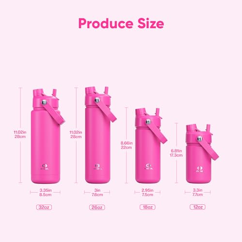 Image of ENCOOL Insulated Water Bottle with Straw Stainless Steel Water Bottle, Leak-Proof, BPA-Free, Double Wall Vacuum Keeps Cold for 24 Hours for Sports, Travel, School (18 oz, Persian Rose)
