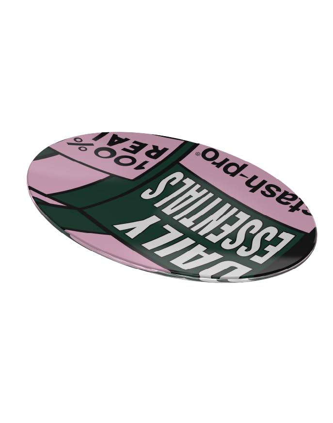 Image of Stash-Pro Toughened Glass Tray - Oval 15.5 x 10.5 cm | Daily Essentials Design | Multipurpose Rolling & Serving Tray (Pink Daily Essentials)