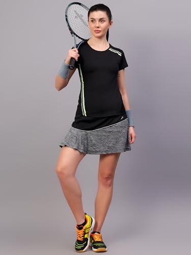 Image of Vector X Women's Plain Round Neck T-Shirt, Half Sleeves, Regular Fit, 80% Polyester 20% Spandex Lightweight Casual Sportswear Shirt Ideal for Gym Fitness Workout, Running, Yoga & Training