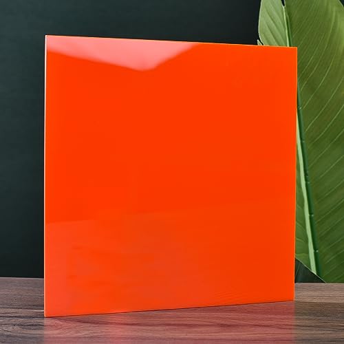 Image of 6 PCS Orange Cast Acrylic Opaque (no-Transparent) Plastic Sheet 8 x 8 Inch (.118 inch Thick), for Signs, DIY Projects.
