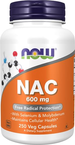 Image of Now Supplements, NAC (N-Acetyl Cysteine) 600 mg with Selenium, Veg Capsules, 250 Count (Pack of 12)