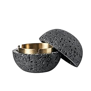 Asbak Roestvrij Staal Met Deksel, Winddichte Tafelasbak Voor Sigaretten, Met Anti-Slip Bodem, Draagbare Asbak Voor Buiten, Binnen En Op Het Balkon,Black,L