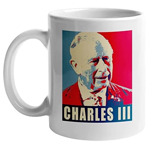 WQWY Celebration King Charles III Mug 2022 / Former Prince Charles, King Charles III Coronation Coffee Mug RIP Queen Elizabeth II Commemorative Memorial Ceramic Tea Cup Hail King Charles III(Color:F) Cover