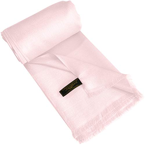 CJ Apparel Baby Pink Light Pink Solid Color Fringe Design Nepalese Shawl Scarf Wrap Stole Throw Head Wrap Pashmina Hand Made in Nepal New3
