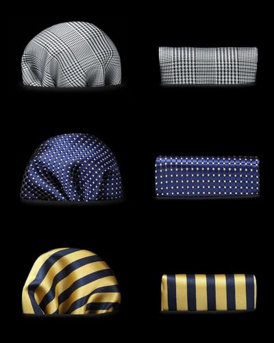 Image of HISDERN Mens Ties and Pocket Square Set Business Elegant Ties for Men Classic Lot 3 Pcs Wedding Party Neckties & Handkerchief