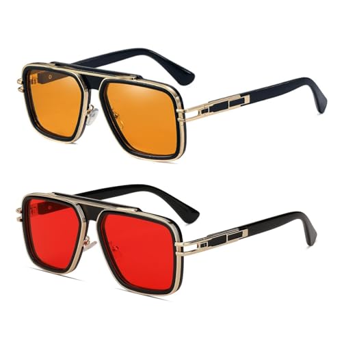 Image of Freckles Mark Trendy Retro Sunglasses for Men Women Stark Vintage Shades 70s Italian Fashion Square Metal Glasses