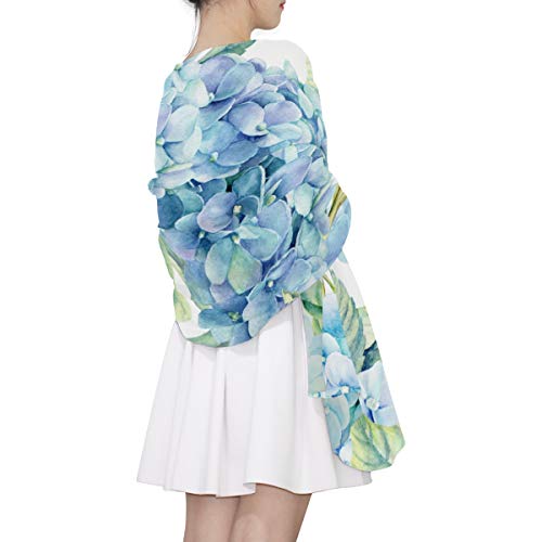 ALAZA Fashion Scarves Women Hydrangea Blue Flowers Shawl Wrap Oblong Chiffon Scarf for Outdoor4