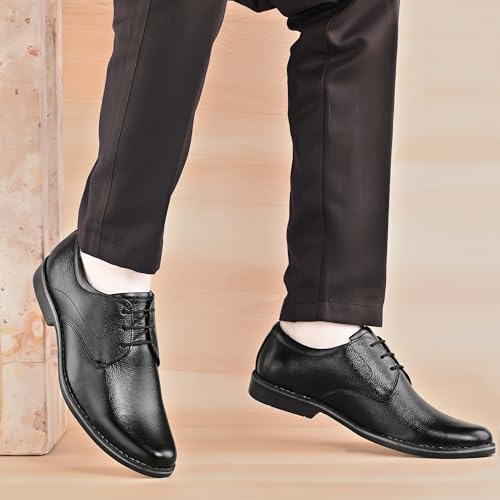 Image of Blue Leather by Centrino Genuine Leather Mens Shoe | Oxford Formal Shoes | Durable Leather with Anti-Skid Sole | Classic Derby Lace-Up Dress Shoes | Office Business Footwear (4086)
