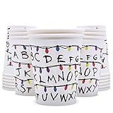 OPhnoeix 20 Pcs Stranger Cups, Party Birthday Favors Disposable Paper Cup, Tv Theme A to Z Party Supplies, 9 oz