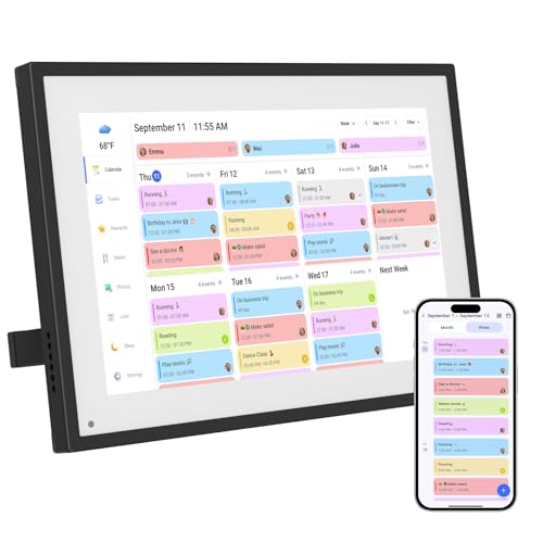 BQQJDD 10.1 Inch Digital Calendar+Digital Picture Frame, 2025-2026 Desk Calendar Smart WiFi Planner&Chore Chart, IPS HD Interactive Touchscreen Display For Family Schedules