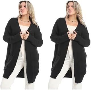 CAESAR WOME OPEN WOOL CARDIGAN,BLACK,ONE SIZE FITS ALL (Pack of 2)