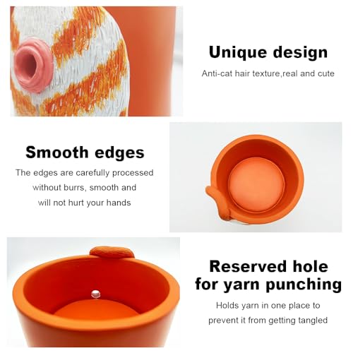 Image of Yarn Bowls for Crocheting Knitting Cat Butt Yarn Bowls with Holes for DIY Knitting Crocheting with 5PCS Knitting Needles (White)