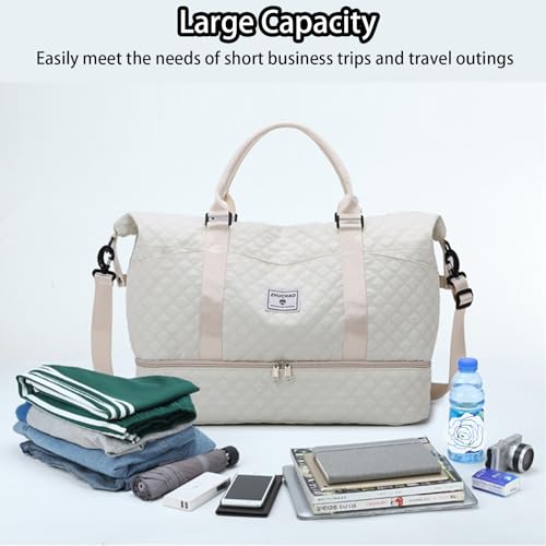 Weekender Bags for Women, Personal Item Travel Bag with Shoes Compartment, Travel Duffel Bags with Toiletry Bag for Gym Hospital Fitness(Light Purple)4