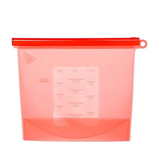 Red Silicone Fresh Bags Sealing Storage for Home Food kitchen
