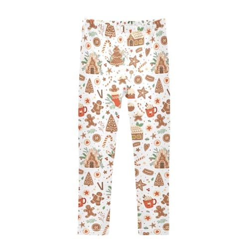 CaTaKu Girls Leggings Gingerbread Houses Cute Leggings for Girls Kids Athletic Workout Yoga Pants Size 4-10T