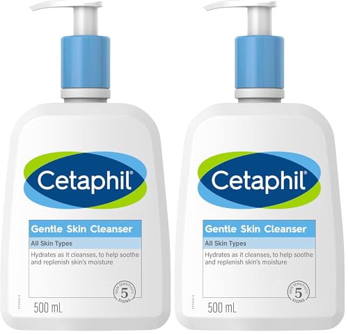 CETAPHIL Gentle Skin Cleanser 500ml, Hypoallergenic Face Wash for all skin types, With Hydrating Glycerin & Panthenol, Suitable for Sensitive Skin, Dermatologist Tested (Pack of 2)