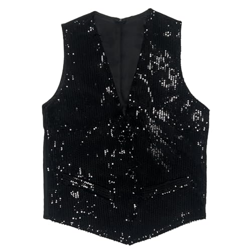DRHOM Men's Sequins Vest Slim Fit Christmas Party Vest Hip Hop Disco Dance Waistcoat Performance Show Jacket4