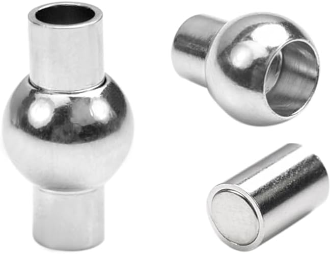 20 Pack 4mm Hole Magnetic Clasps Leather Bracelet Necklace Paracord Fashion Jewelry DIY Leathercraft Accessories Lanyard Connectors #FLQ083-3A Copper Silver-Plated